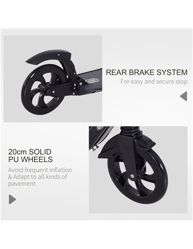 HOMCOM Folding Kick Scooter Hight-Adjustable Urban Scooter w/ Rear Brake, Double Shock Absorption System & 2 Big Wheels, For 14+