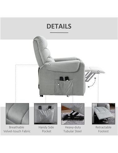 HOMCOM Vibration Massage Rise and Recliner Chair, Grey 713-090V71GY