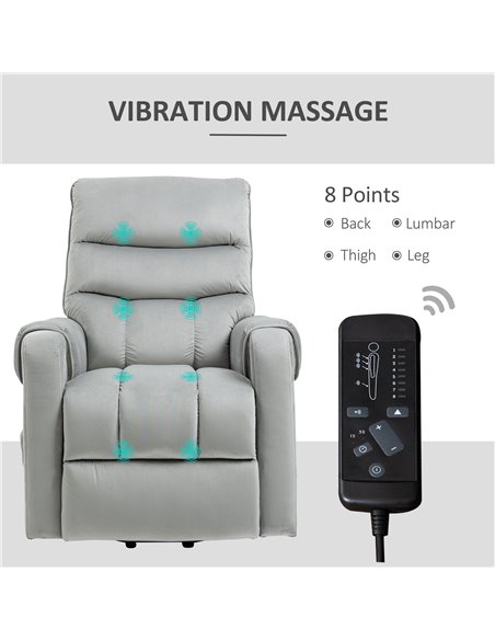 HOMCOM Vibration Massage Rise and Recliner Chair, Electric Power Lift Recliner with Remote Control and Side Pocket, Grey 713-090 - pic 40887 | FastDaddyshop