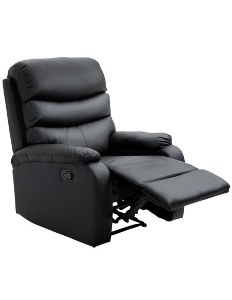 HOMCOM PU Leather Reclining Chair, Manual Recliner Chair, Black 833-522V72BK - pic 40890 | FastDaddyshop
