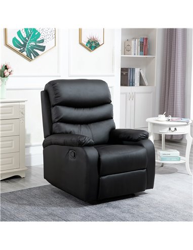 HOMCOM PU Leather Reclining Chair, Manual Recliner Chair, Black 833-522V72BK