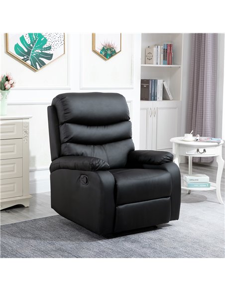 HOMCOM PU Leather Reclining Chair, Manual Recliner Chair, Black 833-522V72BK - pic 40891 | FastDaddyshop