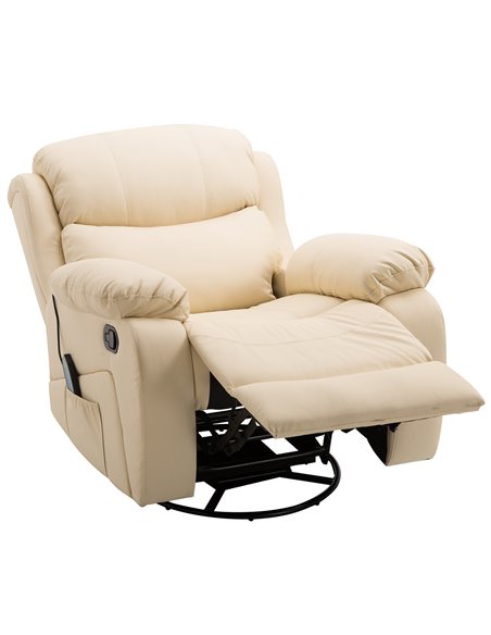 HOMCOM PU Leather Reclining Chair with 8 Massage Points and Heat, Beige 700-094V72BG - pic 40899 | FastDaddyshop