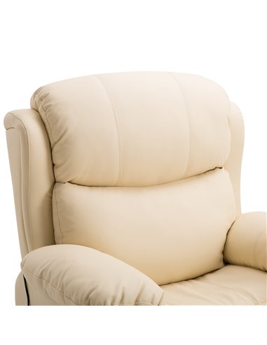 HOMCOM PU Leather Reclining Chair with 8 Massage Points and Heat, Beige 700-094V72BG