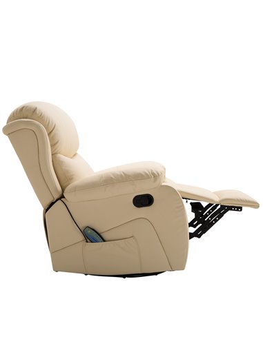 HOMCOM PU Leather Reclining Chair with 8 Massage Points and Heat, Manual Recliner with Swivel Base, Footrest and Remote, Beige 7