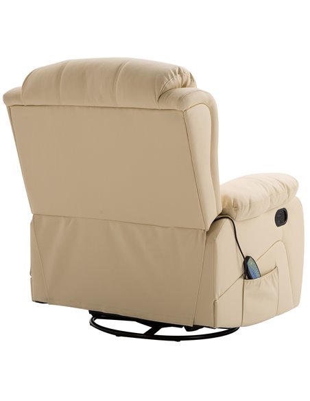 HOMCOM PU Leather Reclining Chair with 8 Massage Points and Heat, Manual Recliner with Swivel Base, Footrest and Remote, Beige 7 - pic 40904 | FastDaddyshop