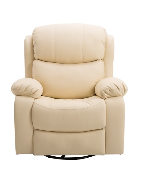 HOMCOM PU Leather Reclining Chair with 8 Massage Points and Heat, Manual Recliner with Swivel Base, Footrest and Remote, Beige 7 - pic 40905 | FastDaddyshop