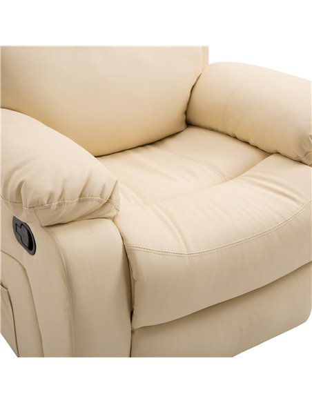 HOMCOM PU Leather Reclining Chair with 8 Massage Points and Heat, Manual Recliner with Swivel Base, Footrest and Remote, Beige 7 - pic 40907 | FastDaddyshop
