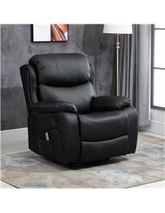 HOMCOM PU Leather Reclining Chair with 8 Massage Points and Heat, Black 700-094V72BK 2