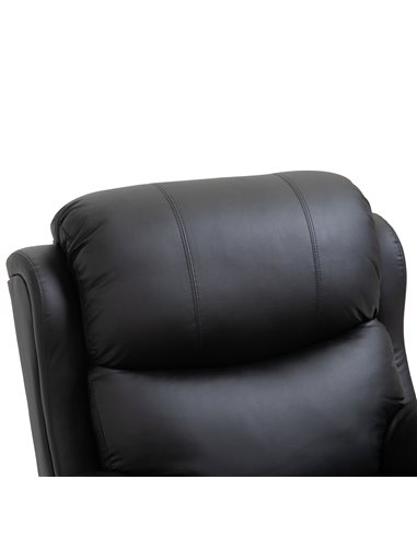 HOMCOM PU Leather Reclining Chair with 8 Massage Points and Heat, Manual Recliner with Swivel Base, Footrest and Remote, Black 7