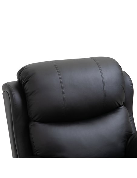 HOMCOM PU Leather Reclining Chair with 8 Massage Points and Heat, Manual Recliner with Swivel Base, Footrest and Remote, Black 7 - pic 40915 | FastDaddyshop
