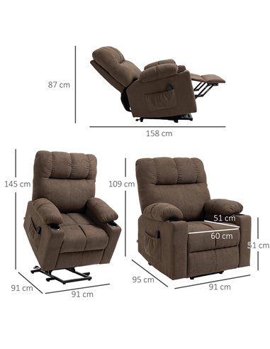 HOMCOM Electric Riser and Recliner Chair for Elderly, Power Lift Recliner Chair with Remote Control, Dark Brown 713-152V70DR