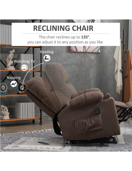 HOMCOM Electric Riser and Recliner Chair for Elderly, Power Lift Recliner Chair with Remote Control, Dark Brown 713-152V70DR - pic 40921 | FastDaddyshop
