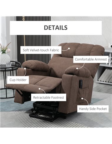 HOMCOM Electric Riser and Recliner Chair for Elderly, Power Lift Recliner Chair with Remote Control, Dark Brown 713-152V70DR