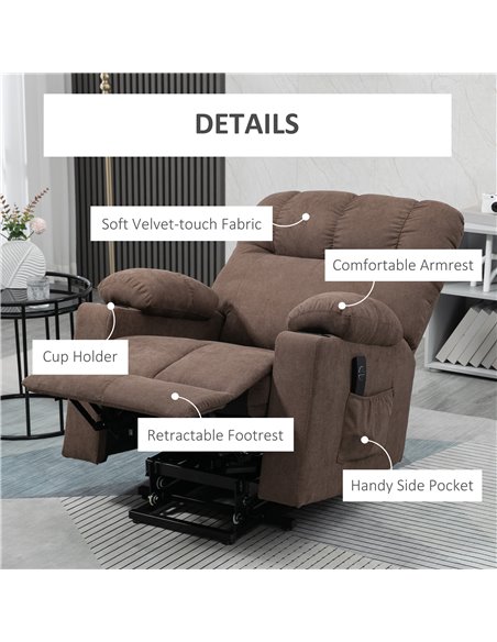 HOMCOM Electric Riser and Recliner Chair for Elderly, Power Lift Recliner Chair with Remote Control, Dark Brown 713-152V70DR - pic 40923 | FastDaddyshop