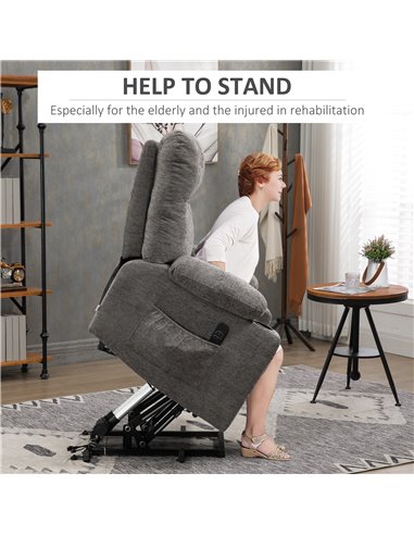 HOMCOM Electric Riser and Recliner Chair for Elderly, Power Lift Recliner Chair with Remote Control, Grey 713-152V70GY