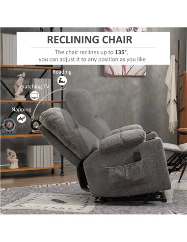 HOMCOM Electric Riser and Recliner Chair for Elderly, Power Lift Recliner Chair with Remote Control, Grey 713-152V70GY