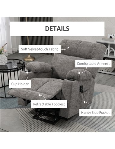 HOMCOM Electric Riser and Recliner Chair for Elderly, Power Lift Recliner Chair with Remote Control, Grey 713-152V70GY