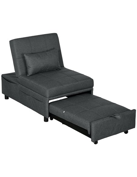 HOMCOM Convertible Chair Bed with Padding Seat, Grey 839-858V70GY - pic 40935 | FastDaddyshop