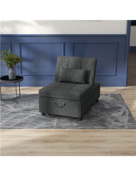 HOMCOM Convertible Chair Bed with Padding Seat, Grey 839-858V70GY - pic 40936 | FastDaddyshop