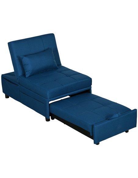 HOMCOM Convertible Chair Bed with Padding Seat, Blue 839-858V70BU - pic 40944 | FastDaddyshop
