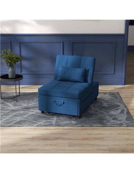 HOMCOM Convertible Chair Bed with Padding Seat, Blue 839-858V70BU - pic 40945 | FastDaddyshop