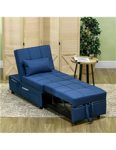 HOMCOM Convertible Chair Bed w/ Padding Seat, 3-in-1 Multi-Functional Sleeper Chair Bed, Recliner w/ Adjustable Backrest, Wheels