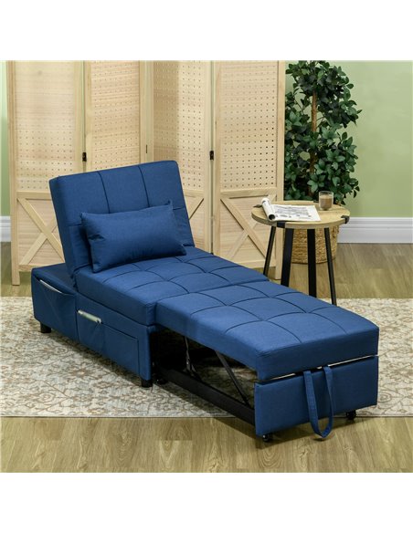 HOMCOM Convertible Chair Bed w/ Padding Seat, 3-in-1 Multi-Functional Sleeper Chair Bed, Recliner w/ Adjustable Backrest, Wheels - pic 40950 | FastDaddyshop
