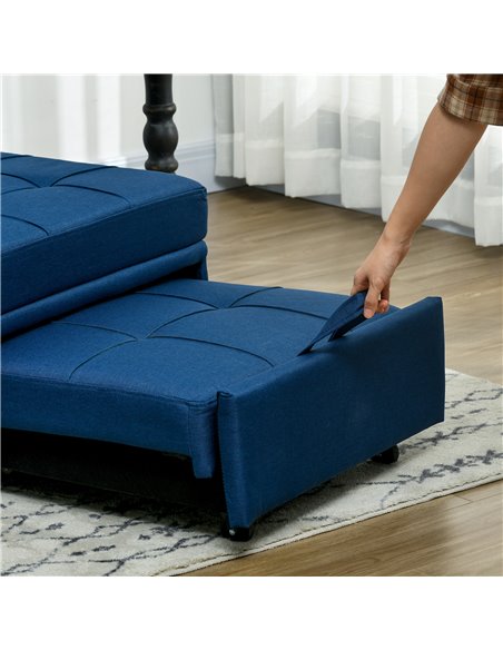 HOMCOM Convertible Chair Bed w/ Padding Seat, 3-in-1 Multi-Functional Sleeper Chair Bed, Recliner w/ Adjustable Backrest, Wheels - pic 40951 | FastDaddyshop