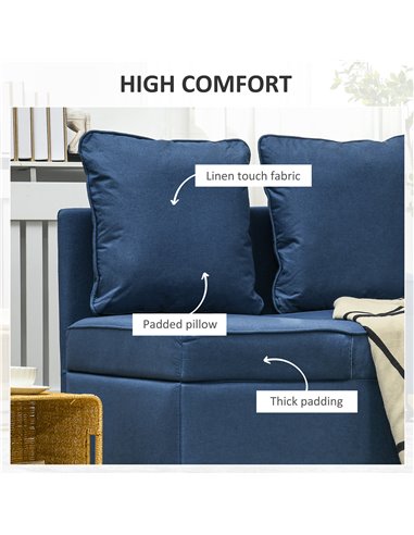 HOMCOM Convertible Chair Bed with Seat Thickness, Blue 839-859V70BU