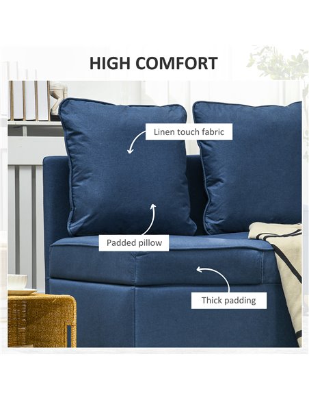 HOMCOM Convertible Chair Bed with Seat Thickness, Blue 839-859V70BU - pic 40956 | FastDaddyshop