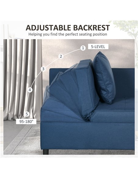 HOMCOM Convertible Chair Bed w/ Seat Thickness, 3-in-1 Multi-Functional Sleeper, Recliner Loveseat w/ 5-level Adjustable Backres - pic 40957 | FastDaddyshop