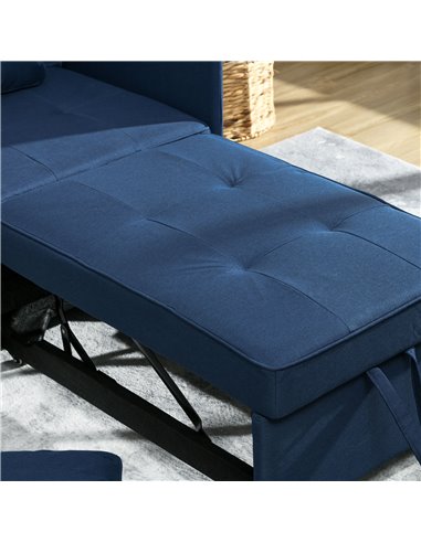 HOMCOM Convertible Chair Bed w/ Seat Thickness, 3-in-1 Multi-Functional Sleeper, Recliner Loveseat w/ 5-level Adjustable Backres
