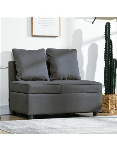 HOMCOM Convertible Chair Bed with Seat Thickness, Grey 839-859V70GY