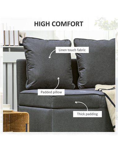 HOMCOM Convertible Chair Bed with Seat Thickness, Grey 839-859V70GY