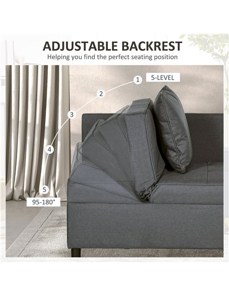 HOMCOM Convertible Chair Bed with Seat Thickness, Grey 839-859V70GY - pic 40966 | FastDaddyshop