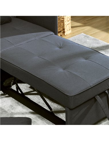 HOMCOM Convertible Chair Bed w/ Seat Thickness, 3-in-1 Multi-Functional Sleeper, Recliner Loveseat w/ 5-level Adjustable Backres