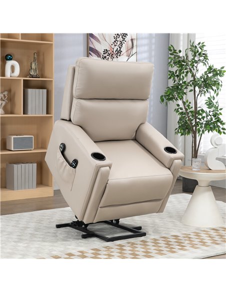 HOMCOM Lift Chair, Electric Riser and Recliner Chair with Vibration Massage, Heat, Cup Holders, Side Pockets, Beige 713-150V70BG - pic 40972 | FastDaddyshop