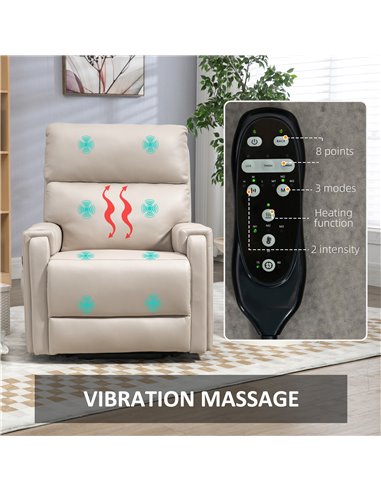 HOMCOM Lift Chair, Electric Riser and Recliner Chair with Vibration Massage, Heat, Cup Holders, Side Pockets, Beige 713-150V70BG