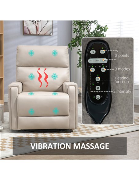 HOMCOM Lift Chair, Electric Riser and Recliner Chair with Vibration Massage, Heat, Cup Holders, Side Pockets, Beige 713-150V70BG - pic 40975 | FastDaddyshop