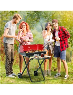 Outsunny BBQ Grill Charcoal Barbecue Grill, Red & Black 01-0559 2