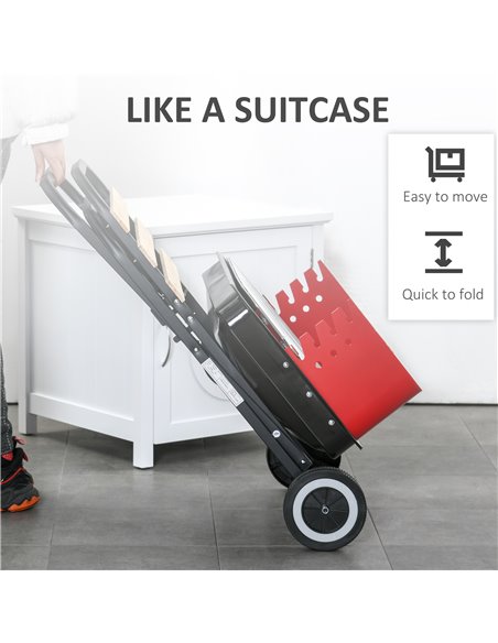Outsunny BBQ Grill Charcoal Barbecue Grill Garden Foldable BBQ Trolley w/ Windshield, Wheels, Side Trays, Red/Black 01-0559 - pic 40984 | FastDaddyshop