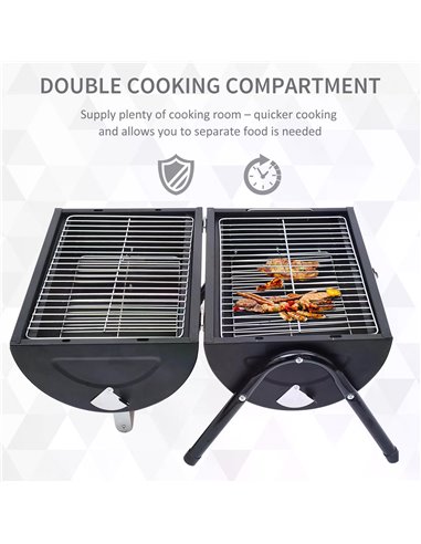 Outsunny Charcoal Grill Portable Folding Charcoal BBQ Grill Outdoor Tabletop Barbecue Grill 01-0560