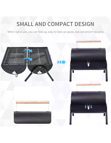 Outsunny Charcoal Grill Portable Folding Charcoal BBQ Grill Outdoor Tabletop Barbecue Grill 01-0560