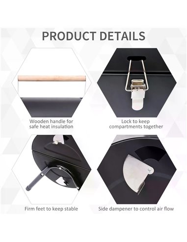 Outsunny Charcoal Grill Portable Folding Charcoal BBQ Grill Outdoor Tabletop Barbecue Grill 01-0560