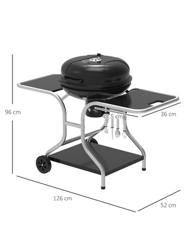 Outsunny Charcoal Grill Trolley Barbecue Grill with Wheels 01-0561