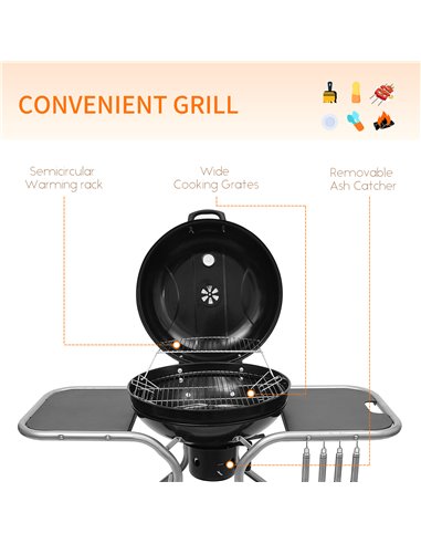 Outsunny Charcoal Grill Trolley Barbecue Grill with Wheels 01-0561