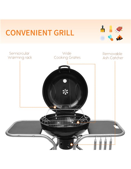 Outsunny Charcoal Grill Trolley Barbecue Grill with Wheels 01-0561 - pic 41001 | FastDaddyshop