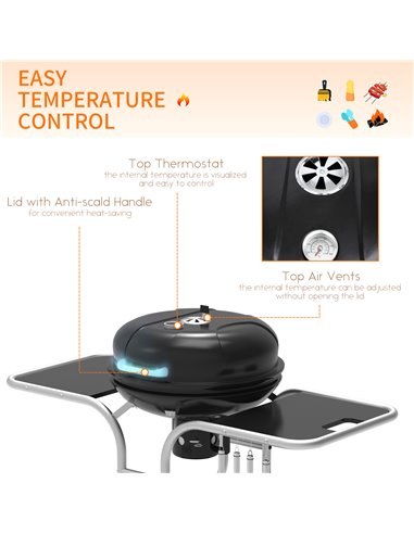 Outsunny Charcoal Grill Trolley Barbecue Grill with Wheels 01-0561