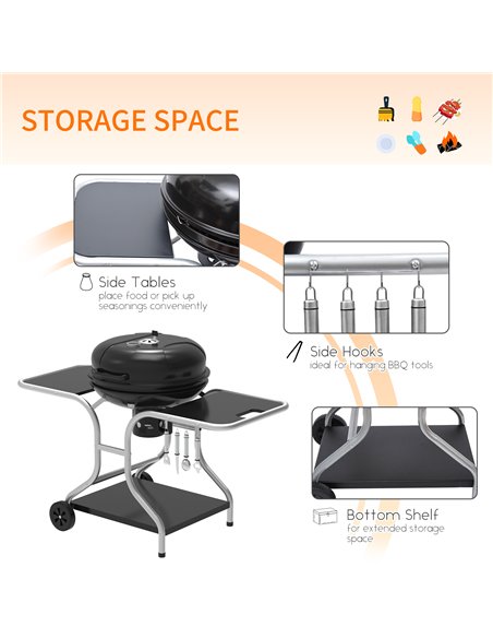 Outsunny Charcoal Grill Trolley Barbecue Grill W/ Wheels 01-0561 - pic 41003 | FastDaddyshop